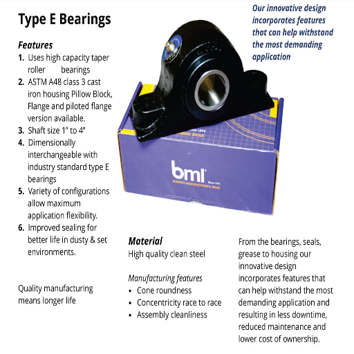 What are the Key Features of Type E Bearings?